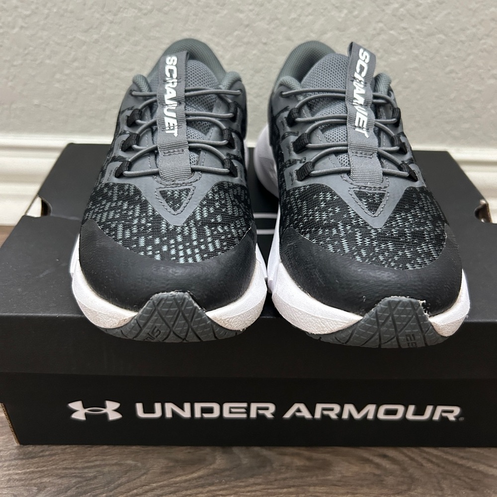 Under Armour Gray and White Youth Sneakers